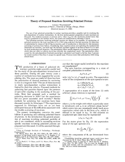 Theory of Proposed Reactions Involving Polarized Protons
