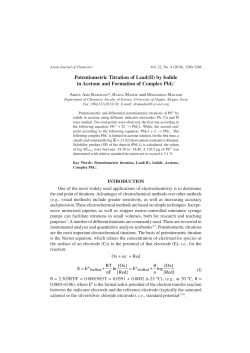 Potentiometric Titration of Lead(II) by Iodide in Acetone and