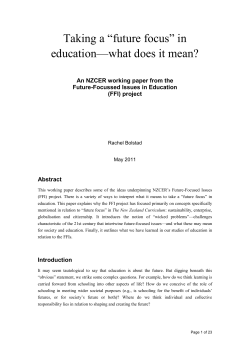 "future focus" in education - New Zealand Council for Educational
