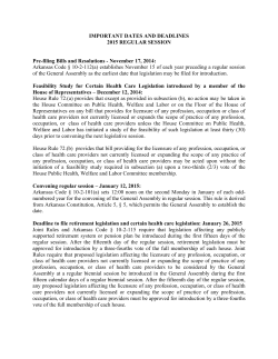 Important Dates and Deadlines - 2015 Regular Session