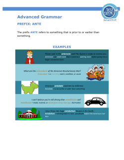 Advanced Grammar PREFIX: ANTE - TeaTime-Mag