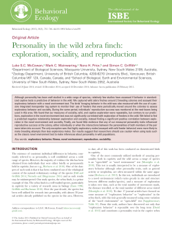 Personality in the wild zebra finch: exploration