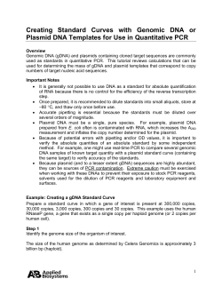 Creating Standard Curves with Genomic DNA or Plasmid Templates
