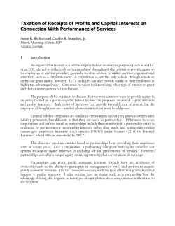 Taxation of Receipts of Profits and Capital Interests In Connection