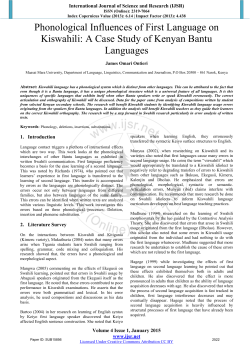 Phonological Influences of First Language on Kiswahili: A