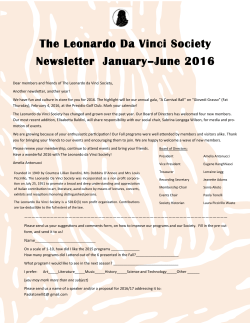 The Leonardo Da Vinci Society Newsletter January&ndash;June 2016
