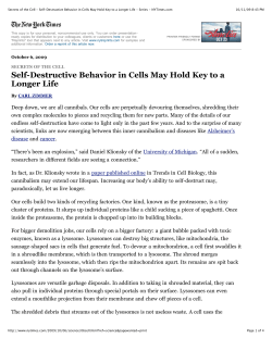 Secrets of the Cell - Self-Destructive Behavior in Cells May Hold Key