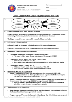 Julius Caesar Act III: Crowd Psychology and Mob Rule