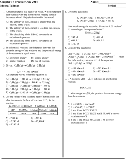 Chapter 17 Practice Quiz 2014 Name: Moore/Tallman Period