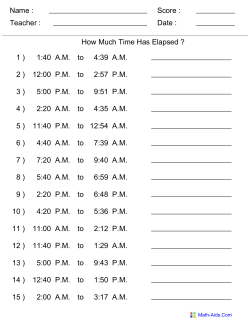 How Much Time Has Elapsed ? 1 ) 1:40 AM to 4:39 AM 2