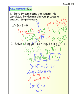 2. Solve: 2 log (x - 5) = log 4 + log (4 - x)