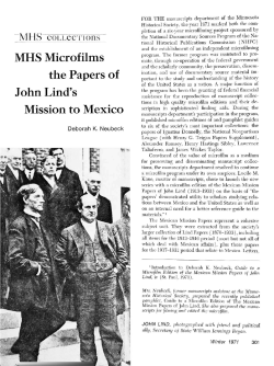 MHS Microfilms the Papers of John Lind`s Mission to
