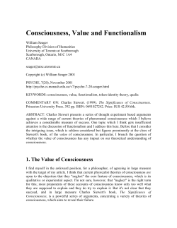 Consciousness, Value and Functionalism