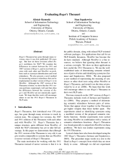 Evaluating Roget`s Thesauri - ACL Anthology