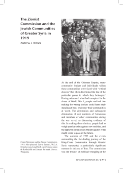 The Zionist Commission and the Jewish Communities of Greater