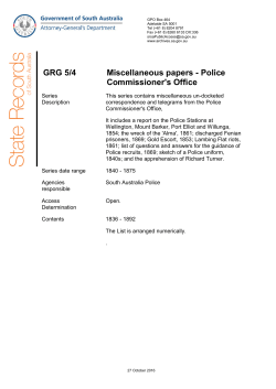 GRG 5/4 Miscellaneous papers - Police Commissioner`s Office