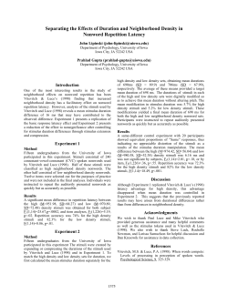 Separating the Effects of Duration and Neighborhood