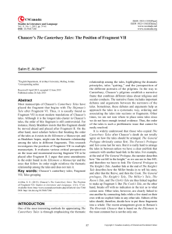 Chaucer`s The Canterbury Tales: The Position of