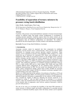 Feasibility of separation of ternary mixtures by pressure swing batch