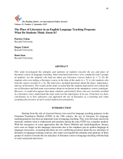 The Place of Literature in an English Language Teaching Program