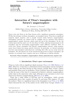 Interaction of Titan`s ionosphere with Saturn`s magnetosphere