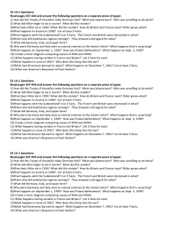 Ch 14-1 Questions Read pages 437-444 and answer the following