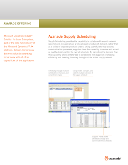 Avanade Supply Scheduling