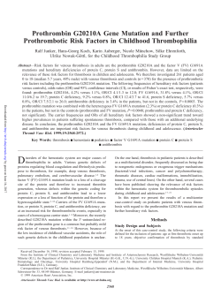Prothrombin G20210A Gene Mutation and Further Prothrombotic