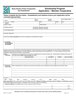 Scholarship Application - McCone Electric Co-op