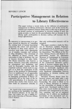 Participative Management in Relation to Library Effectiveness