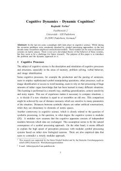 Cognitive Dynamics - Dynamic Cognition?
