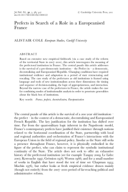 Prefects in Search of a Role in a Europeanised France