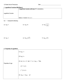 I. Logarithmic Functions With Base b Logarithmic