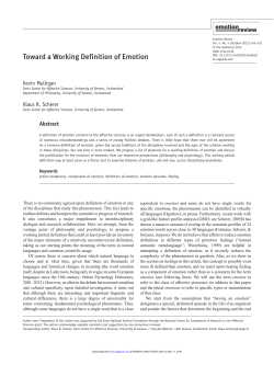 Toward a Working Definition of Emotion