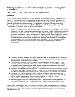 1 Wellbeing: Contributions towards practical strategies to promote