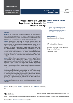 Types and Levels of Conflicts Experienced by Nurses in the Hospital