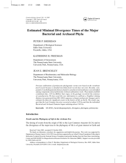 Estimated Minimal Divergence Times of the Major Bacterial and