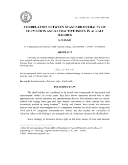 correlation between standard enthalpy of formation and refractive