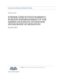 FORMER CHIEF JUSTICE WARREN E. BURGER`S