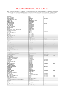 MULGRAVE IPOD SHUFFLE NIGHT SONG LIST
