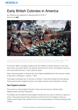 Article 2- Early British Colonies in America