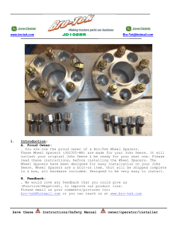 John Deere-1025R-Wheel Spacer Instruction packing - Bro-Tek
