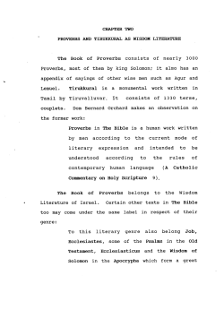 CHAPTER TWO PROVERBS AND TIRUKKURAL AS WISDOM