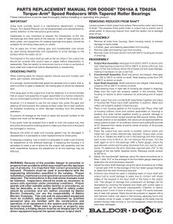 PARTS REPLACEMENT MANUAL FOR DODGE&reg; TD615A