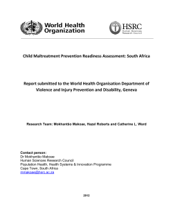 Child Maltreatment Prevention Readiness Assessment: South Africa
