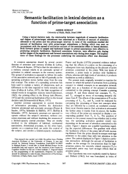 Semantic facilitation in lexical decision as a function of prime