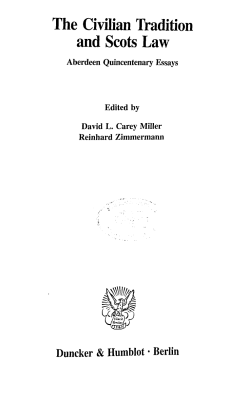 The Civilian Tradition and Scots Law
