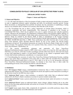Consolidated FDI Policy Circular of 2016 issued on June