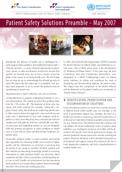 Patient Safety Solutions Preamble - May 2007