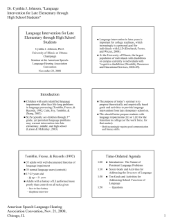 Language Intervention for Late Elementary through High